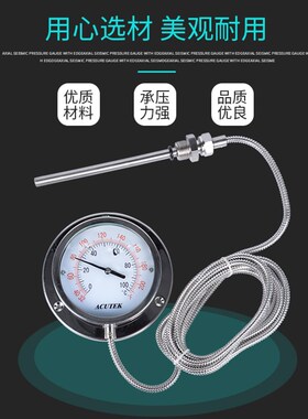 耐震不锈钢压力式温度计WTZ-280-N 100度  线3米 1/2 探头10*150