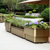 户外景观美陈不锈钢花箱商业街市政外摆移动花槽样品屋展示中心花