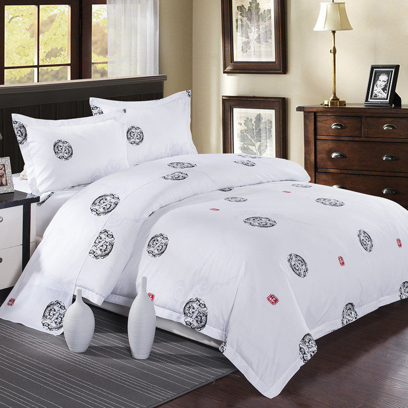 酒店专用床单四件套全棉宾馆纯棉民宿布草五星级床上用品轻奢简约,床上用品,酒店床品套件,淘宝优惠券,粉丝福利购,淘宝优惠卷