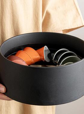 茶洗瓷缸大号陶洗茶盆茶盂42262水盂茶大渣缸建水特道茶废水缸茶