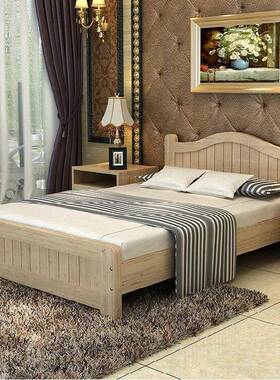 卧室现代简1约全实简木单人.51.21.123458米双人床易成人加厚松木