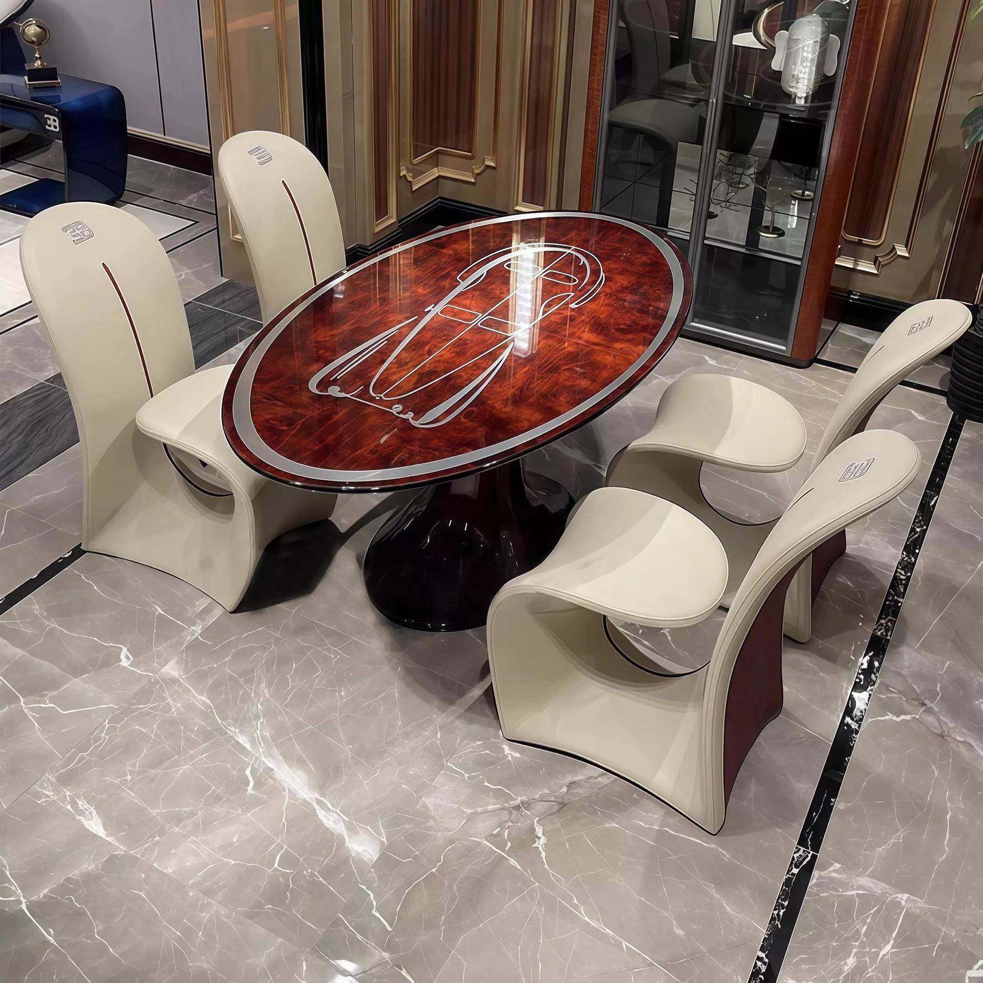 式轻奢风高布加迪系漆列实木CC059烤餐桌意现代别墅大户型端餐桌