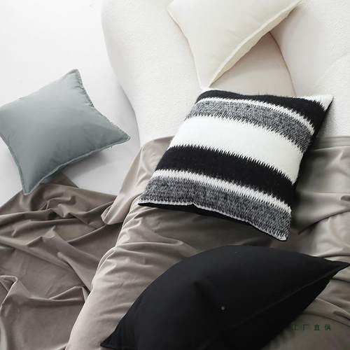 棉质纯色帆沙发抱枕靠垫靠枕红F5M5596H黄白绿蓝麻芯棉粗布布套不