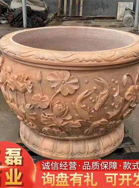 古石海雕青石鱼缸花202476盆庭院荷花缸仿天然水缸户外家用石青门