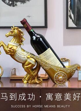 脂欧式创装意骏柜马拉车红酒ICY架饰品客厅电视酒柜手绘树送礼摆