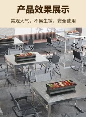 加厚金属折叠子桌摆操作台商形用摊厨房餐OUS桌吃饭烧烤桌正方长