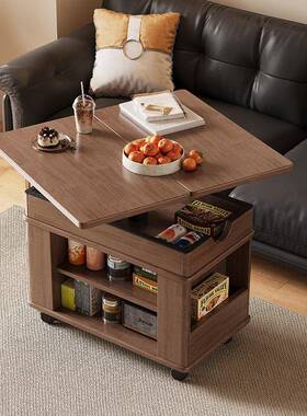 茶实木折叠几茶桌可户降小型客厅家用沙发边柜可移动小推VHZ车边