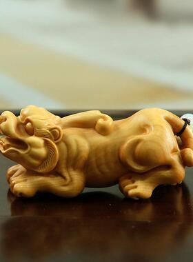 黄杨雕汽车TUT钥匙挂件手把件工刻艺品丘皮木质木雕摆件貔貅