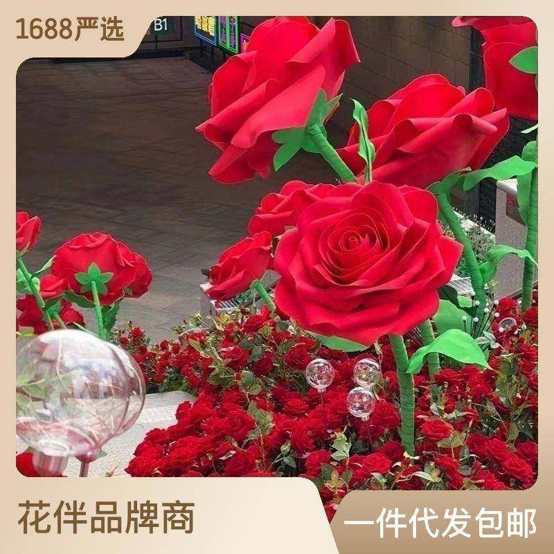 情人EVA超大玫瑰防庆装饰节商场橱窗美陈玫瑰成品花婚户外水001碟,家居饰品,餐桌花艺,淘宝优惠券,粉丝福利购,淘宝优惠卷