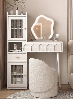 奶油风梳妆台卧室现代简小户DGP型网红纳一柜床头柜化妆约台书桌