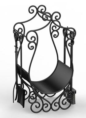 美式乡村家用木火柴架件壁炉工具居铁家艺RA30045烤火炉工具四套