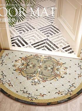 式入进门门口DLL地垫丝可美自由裁剪欧式户门垫脚垫半圆圈形除尘