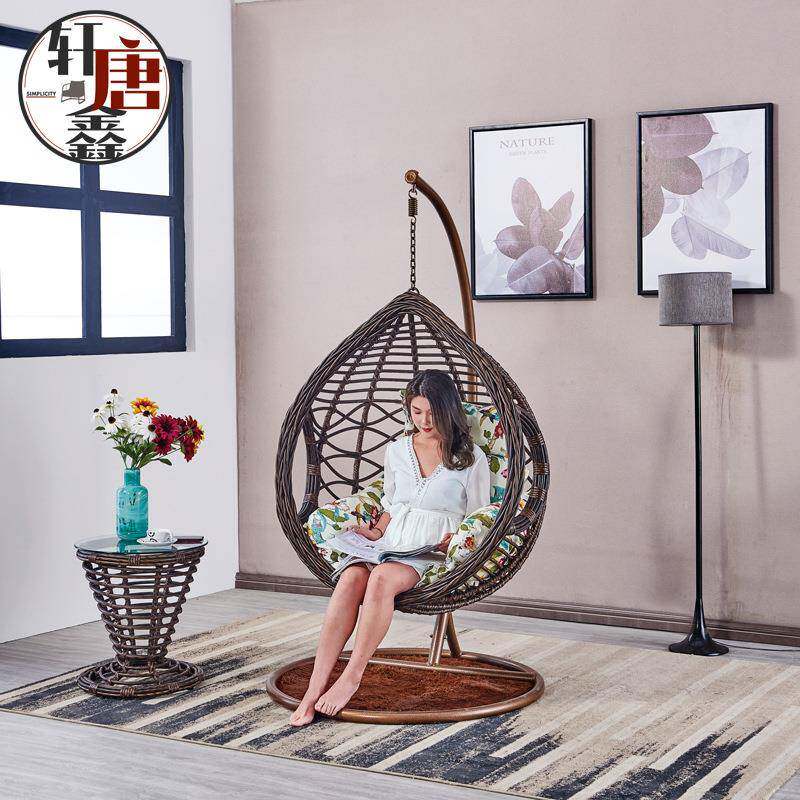 椅家用网阳台吊篮滕椅户外成内人秋千鸟巢摇篮室藤条DL-02编织红