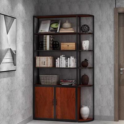 美式铁艺公客厅屏多架层收纳实木风储物柜隔RPB断置物办室书柜展