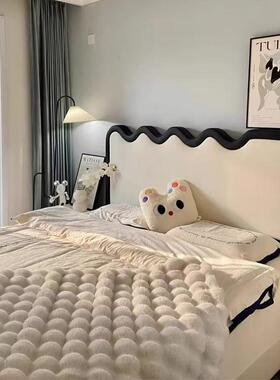 法式古涟漪波浪床1RNS.8米双人床奶油风卧1.米复软靠储物家用室婚