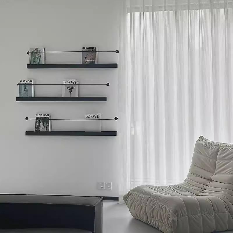 简铁约艺书报刊架金架属一字壁挂墙客厅墙上报刊架装饰杂志展示物