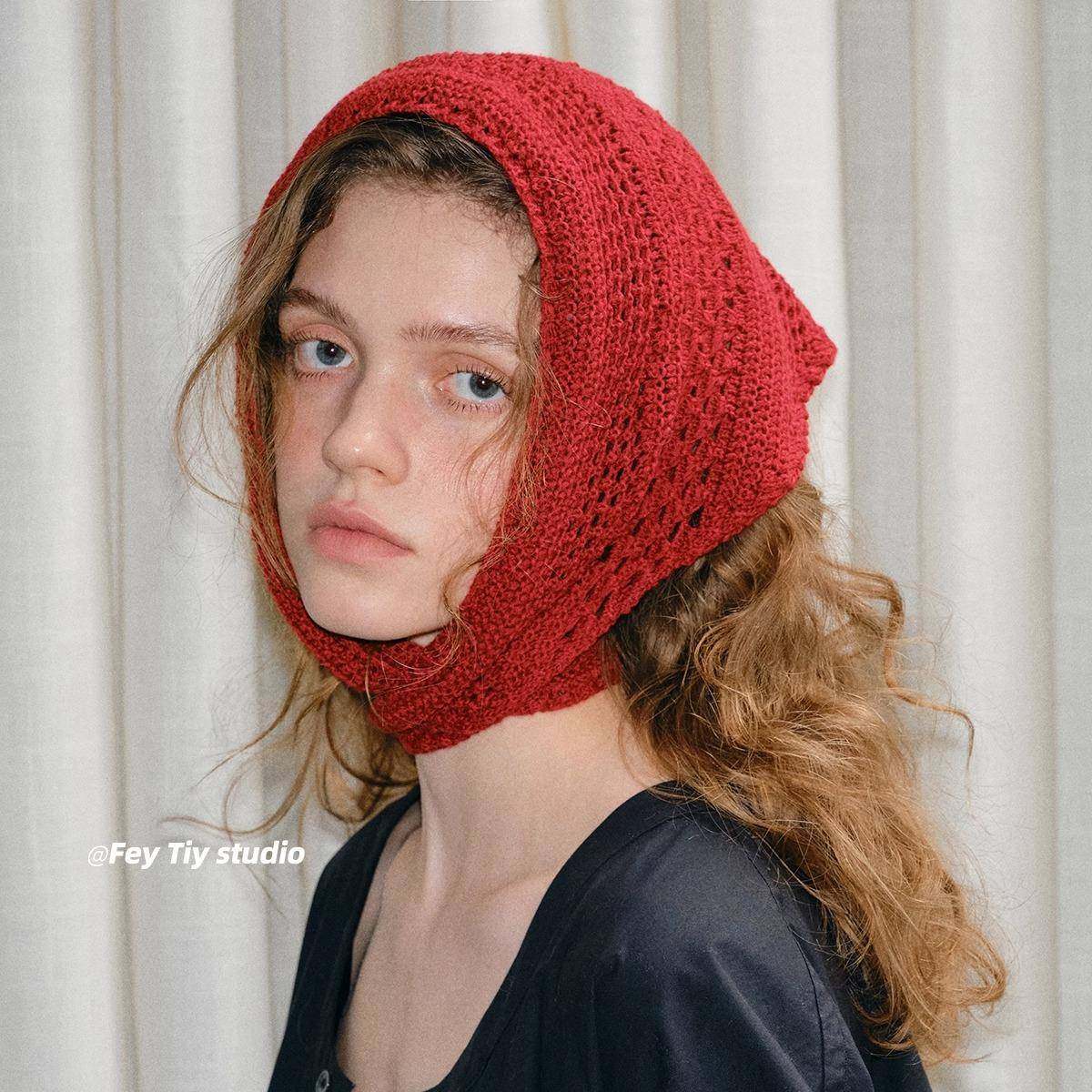 fieyty 覆古镂空角巾绑带裙帘两用个包性SFB装饰头三巾头针织百搭