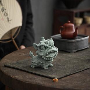宇轩宠WRF狮山舞青砂石国潮东方醒狮创桌面摆件鱼缸意假茶造景居