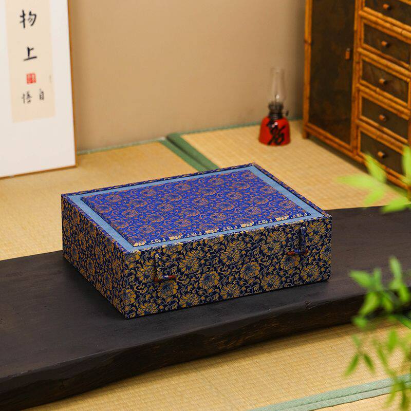 高档宋锦十二花神杯锦盒精致十二格收纳盒翻盖中式国风多格锦盒
