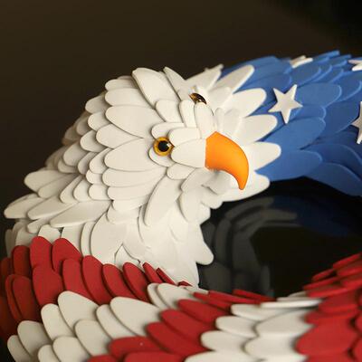 圣诞节MC老鹰旗花LAF环家门装饰门挂居美国国前花圈花环挂件独立