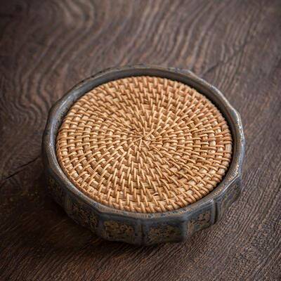 陶壶MOSHOU20承功越南藤编手工干泡台养壶粗垫茶夫茶具盘紫砂壶底