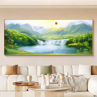 流水生财挂墙客厅沙UZD发背景墙东装饰画日东升画旭八方聚财山水