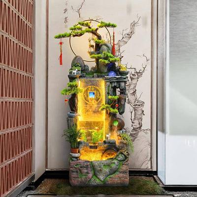 办公庭院客乔迁招财室落地摆件假IXY山厅流水喷泉循环水鱼造景池