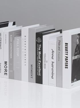 现代简约北欧书房样板间客厅摆设拍摄道具书摆件假书书装饰品