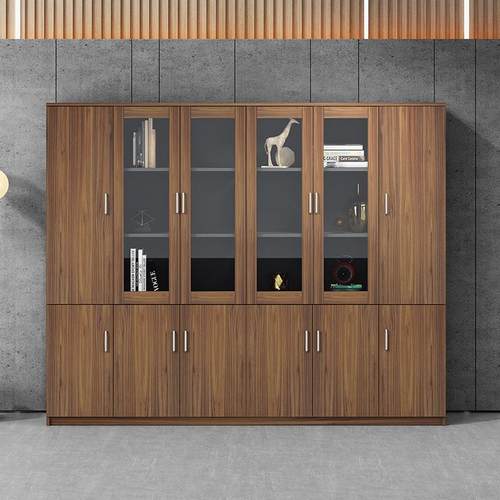 现代简约会议档案文件柜公司办公室玻璃门高档带锁文件档案柜