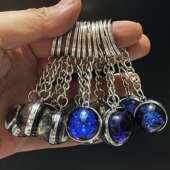 亚马逊热销十二星座钥匙扣时光宝石双面玻璃球金属钥匙链挂件挂饰