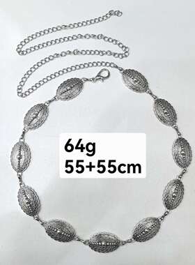 跨境新款复古雕花腰链女时尚百搭民族风金属链条配裙子腰带