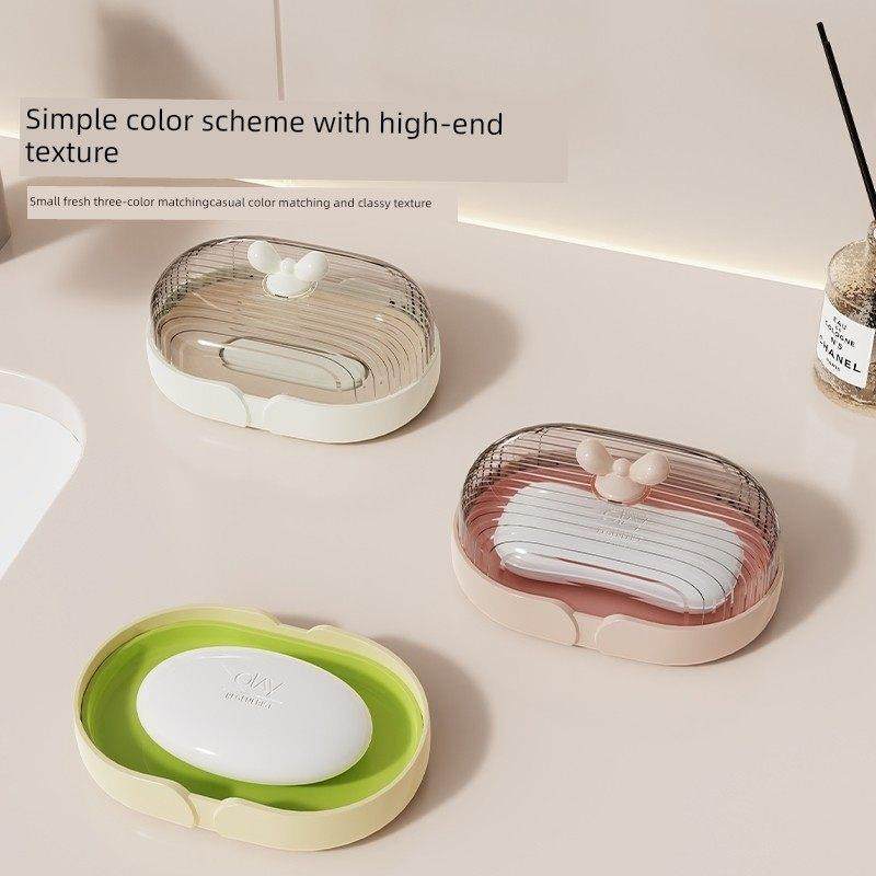 日本皂盒香皂盒子沥水卫生间带盖家用双层防尘旅行大号浴室肥皂盒