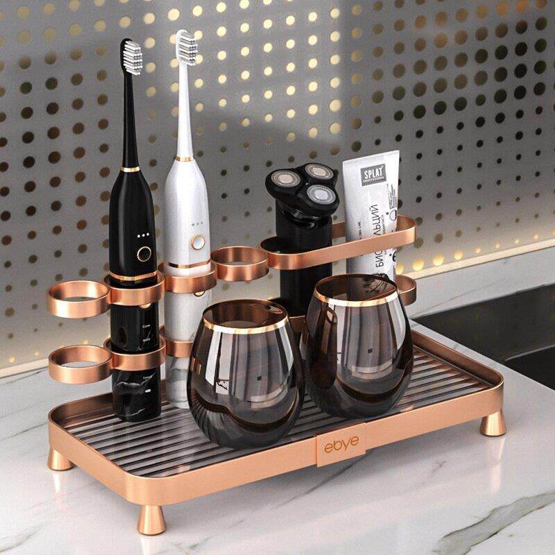 放电动牙刷置物架新款牙膏卫生间牙具收纳架牙杯洗漱台面轻奢高端