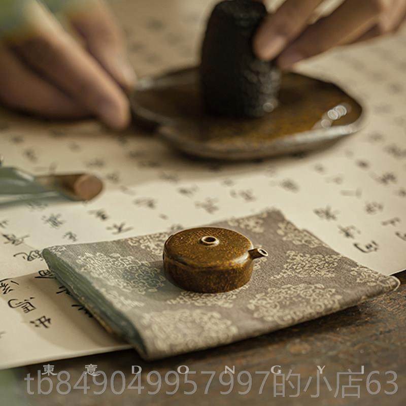 高档东砚意文房 无题铜滴水滴你台书法砚滴壶墨滴磨墨条研磨小迷