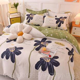 高档磨毛床上用品四件套全棉1加.5米床笠春秋厚床单人被套棉三纯4