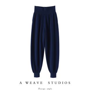 裤 子女外穿宽松秋冬款 型 子休闲灯笼裤 100%纯羊绒裤 非常少见