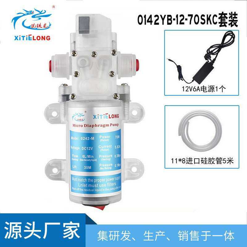 厂家供应家用抽酒泵 水泵套装 直流自吸 12V70W食品级电动隔膜泵