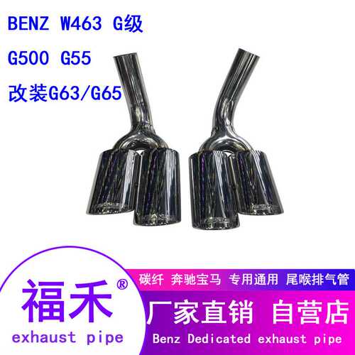 适用奔驰W463尾嘴G500G55改装G63G65AM*不锈钢尾喉双出四出尾嘴