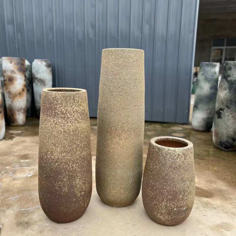 禅意落地大号陶瓷花瓶干支陶罐民宿酒店复古朴怀旧插花器摆件盆缸