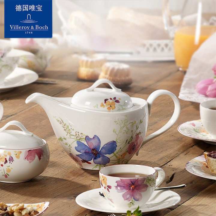 ?villeroyboch德国紫色迷情系列进口茶具套装咖啡杯陶瓷家用