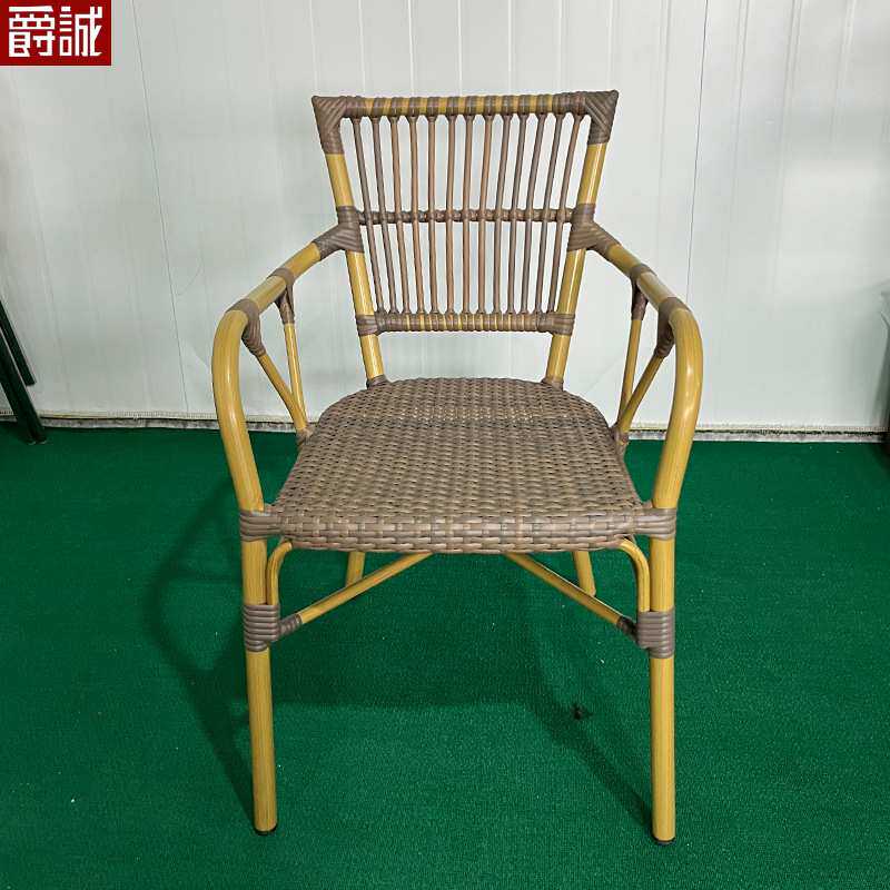 户外藤椅餐厅餐桌椅子室外单人休闲花园餐椅咖啡厅民宿复古藤编椅