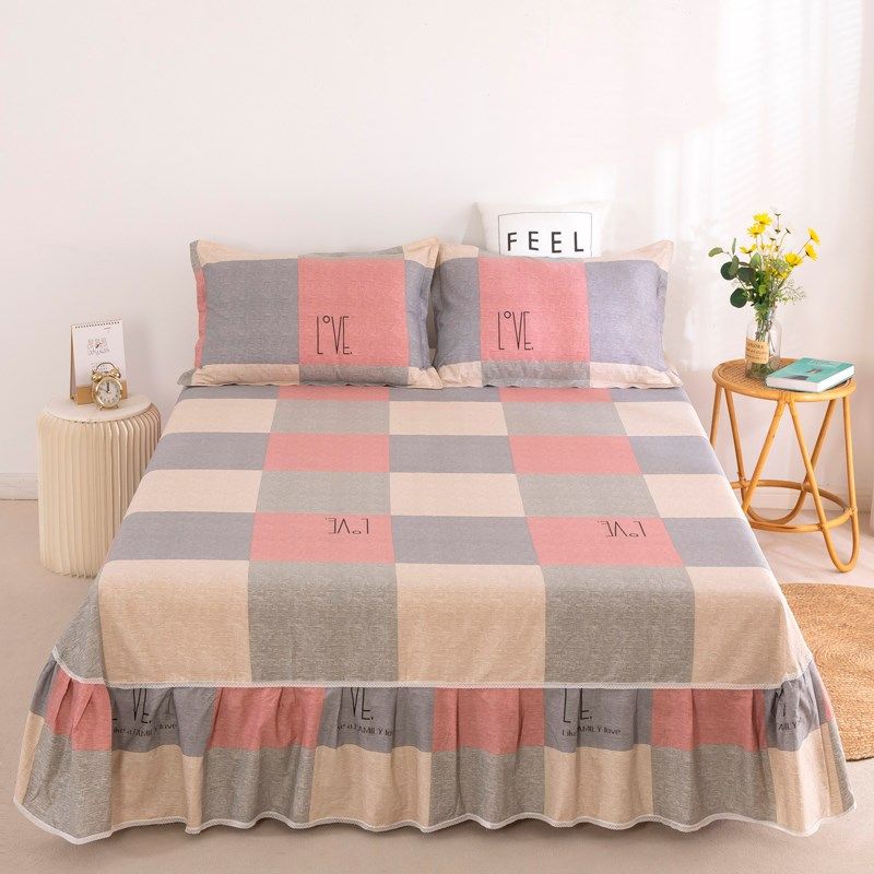 纯棉床裙100全棉床罩单件亲肤防尘1.8床盖枕套时尚三件套防滑裸睡,床上用品,床裙,淘宝优惠券,粉丝福利购,淘宝优惠卷