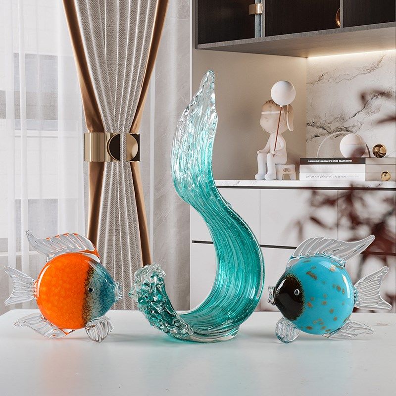 琉璃工艺品风生水起招财鱼组合摆件客厅玄关酒柜电视柜软装饰品,家居饰品,装饰摆件,淘宝优惠券,粉丝福利购,淘宝优惠卷