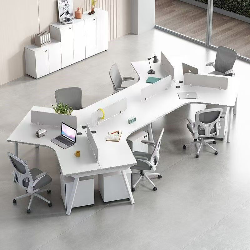 办公室职员办公桌3/5人位简约现代电脑卡座创意员工办公桌椅组合