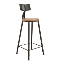 实木面吧台椅高脚凳铁艺家用靠背吧凳桌椅现代简约酒吧椅高脚椅子
