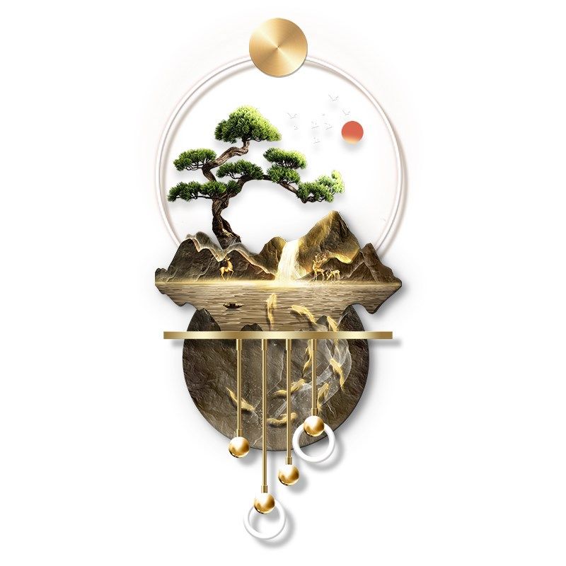 福鹿九鱼玄关装饰画新中式走廊尽头挂画高级感立体轻奢发光壁灯画,家居饰品,现代装饰画,淘宝优惠券,粉丝福利购,淘宝优惠卷