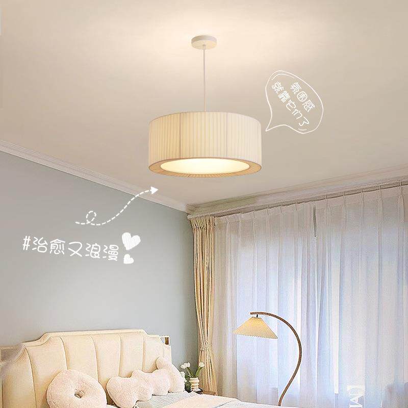网红设计简百布480艺卧室吊灯餐厅吊灯感现代约奶油风客厅灯褶氛