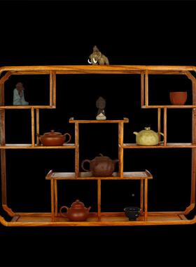 古办公室茶水间LKZ置物架木博视古壁架实木多宝阁墙茶室电墙董