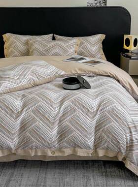 轻奢全棉IVG纯棉厚磨毛纽扣款四加件冬套简约秋加厚保暖用床单被