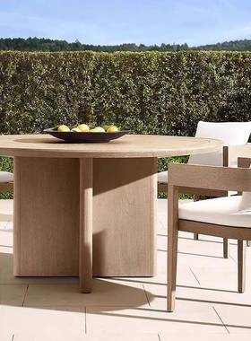 户外木餐桌椅庭墅院防腐RPL木做旧别柚花园室外休闲藤编实实木桌